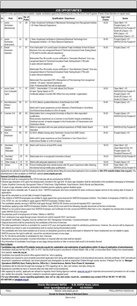 wapda jobs 2023 Latest new WAPDA Jobs 2023