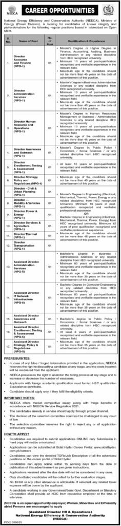 Neeca jobs salaryneeca competition neeca training neeca jobs 2024 neeca essay competition npg gov pk energy conservation plan pakistan neeca policy 2024