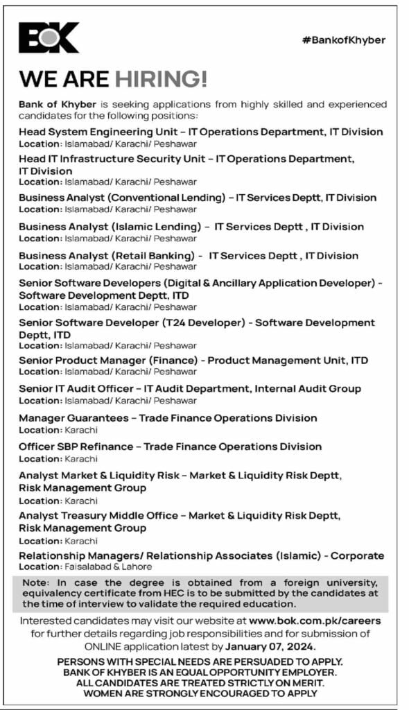 Bank of khyber jobs 2024 apply online