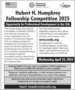Humphrey Fellowship A Unique Opportunity for Professional Growth through the Fulbright Exchange Program The Hubert H. Humphrey Fellowship Competition 2025