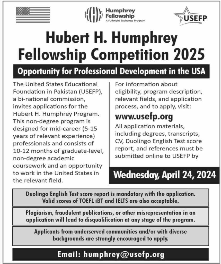 The Hubert H. Humphrey Fellowship Competition 2025 Newz Com PK