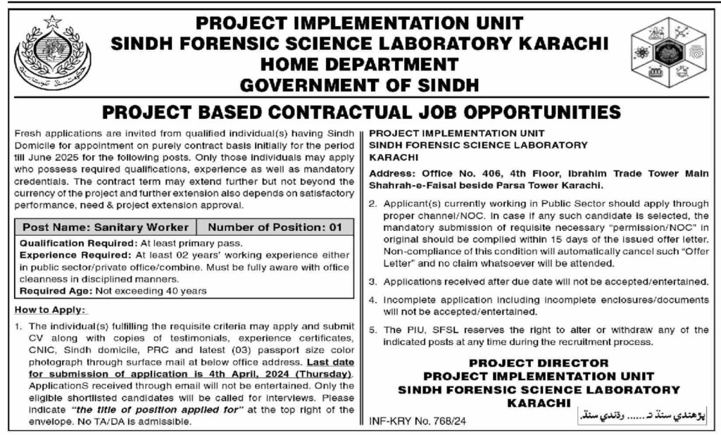 Sindh Forensic Science Laboratory Jobs 2024,Sindh Forensic Science Laboratory Jobs 2024 Pakistan,
Sindh Forensic Science Laboratory SFDL Karachi Jobs 2024,
Sindh forensic science laboratory jobs in karachi salary,
Sindh forensic science laboratory jobs in karachi online apply,
forensic lab in karachi,
forensic science laboratory islamabad,
total number of forensic labs in pakistan,
forensic labs in lahore,
list of forensic labs in pakistan,
national forensic science agency,