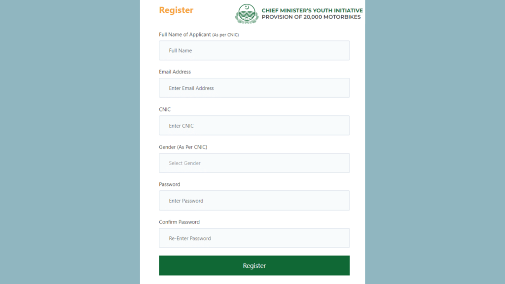 Registration Process for Punjab Motorcycle Scheme