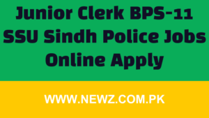 Junior Clerk BPS-11 SSU Sindh Police Jobs Online Apply