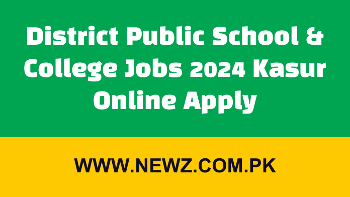 District Public School & College Jobs 2024 Kasur Online Apply