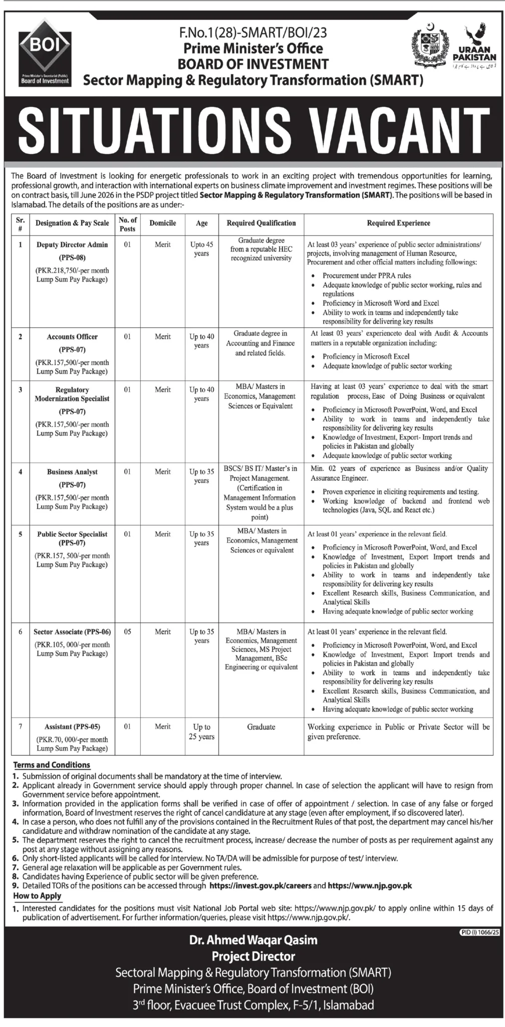 Board of Investment (BOI) Islamabad Jobs 2025 Board of Investment (BOI) Islamabad Jobs 2025