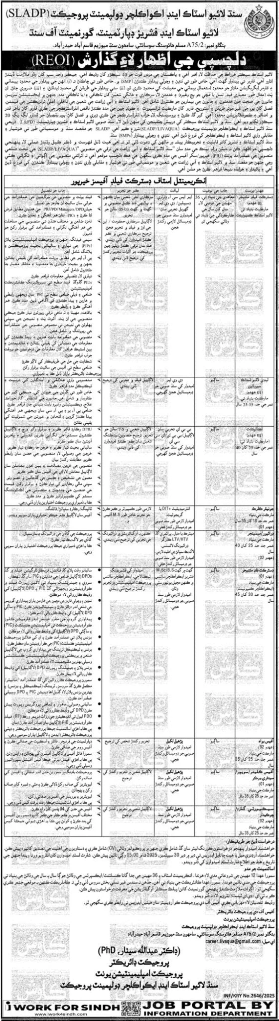 Livestock And Fisheries Department Hyderabad Sindh Jobs 2025