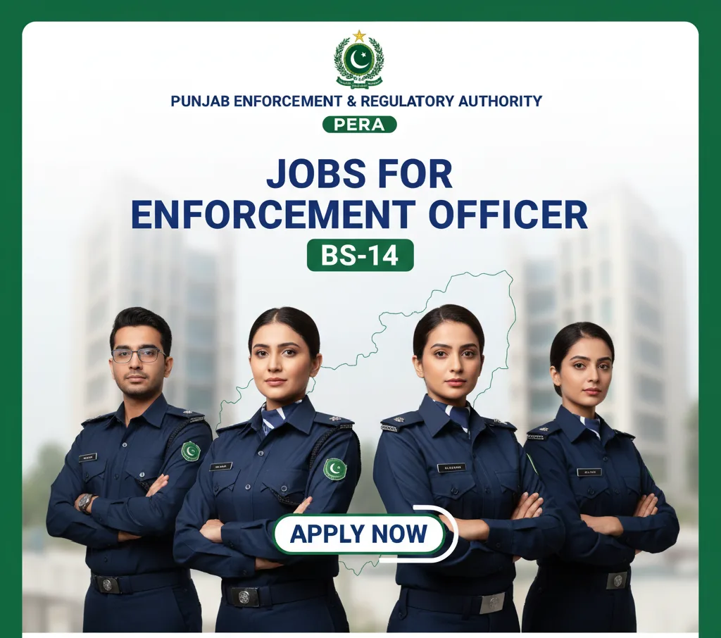Punjab Enforcement & Regulatory Authority PERA Jobs For Enforcement Officer BS-14 1758344370567