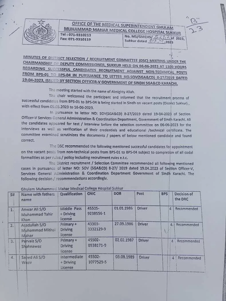 Sindh Government Jobs 2026: GMMMC Hospital Sukkur Final Merit List Released for 160 Posts FB_IMG_1769692452626