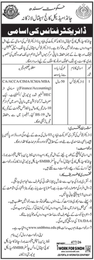 Chandka Medical College Hospital (CMCH) Jobs 2026