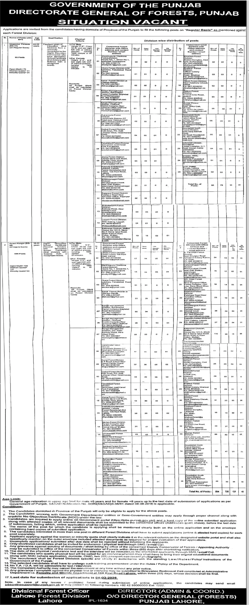 Punjab Forest Department Jobs 2026: Apply Online for 980+ Forest Ranger & Inspector