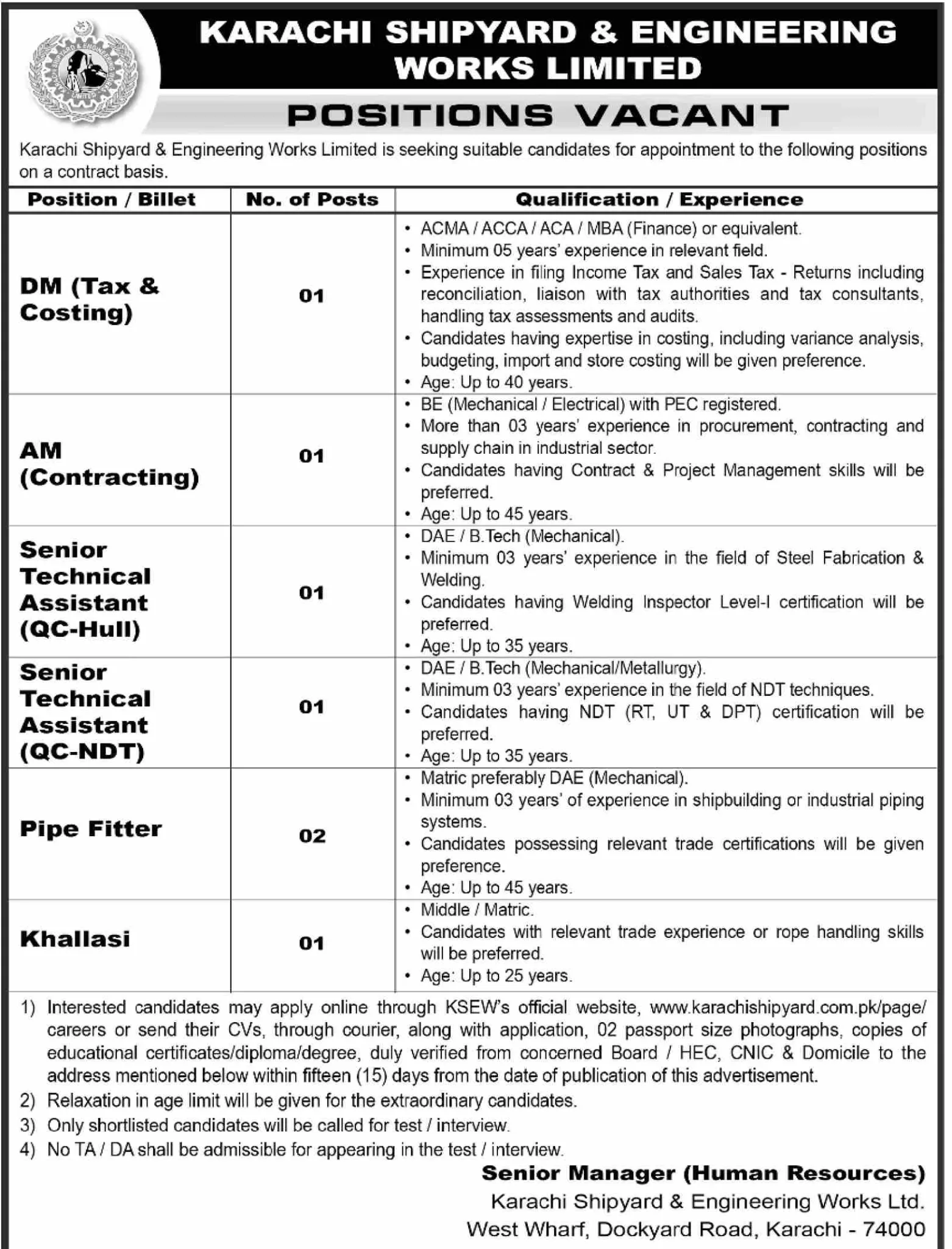 Karachi Shipyard & Engineering Works Limited (KSEW) Jobs 2026 29_03_2026_804_001