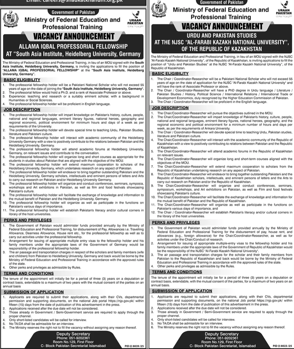 Ministry of Federal Education and Professional Training Islamabad Jobs 2026 IMG_20260405_091718