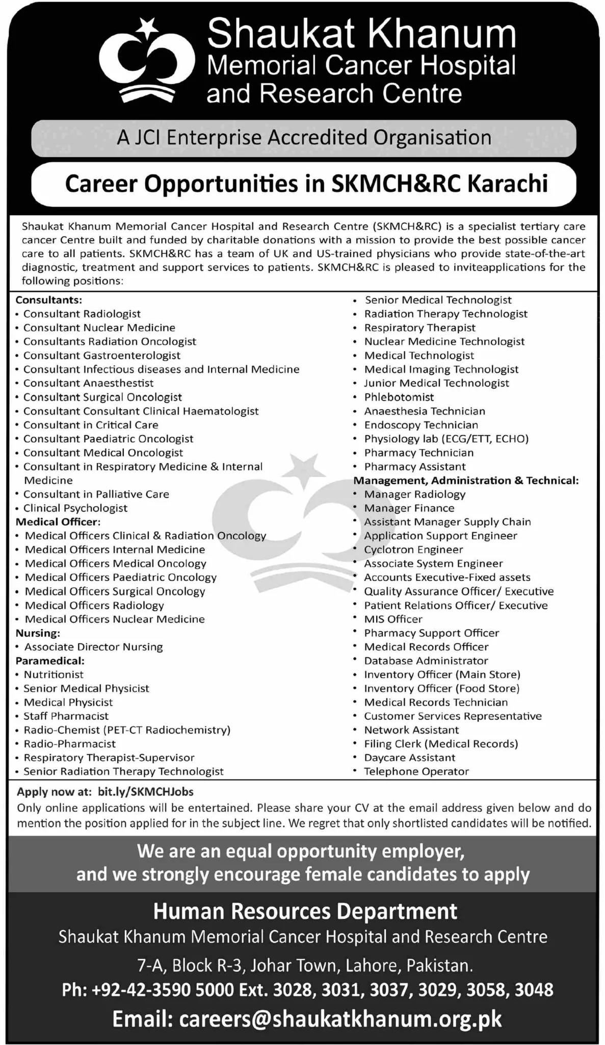 Shaukat Khanum Hospital Jobs 2026 shoukat